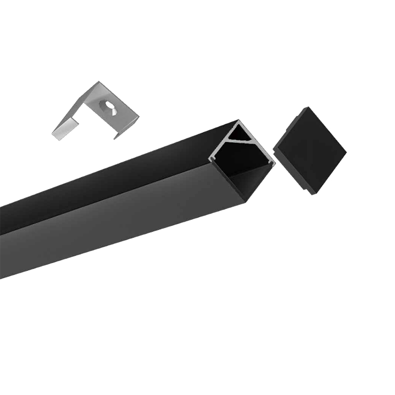 Corner Mounted Black Anodized Aluminum LED Profile For 10mm LED Lighting Strips